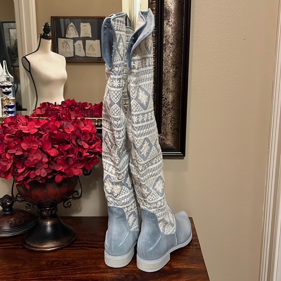 64. Free People Bren Crochet Tall Boot in Calm Waters, Size 7 - Picture 11 of 17